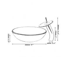 shuip Wasserhahn/Badausstattung Handbemalung Waschbecken Schüssel mit Wasserhahn Wasserhahn und Pop-up-Ablauf Gehärtetes Glas Waschbecken Bar