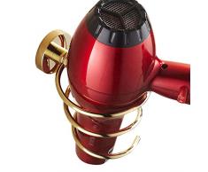 CASEWIND Luxus Poliert Gold Finished Fönhalter Haartrocknerhalter aus Messing Europäisch Opulent Stil Wandmontieren Bohren für Badezimmer