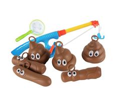 Spielzeug 1*Fishing Rod + 1*net Fishing + 6*Cartoon doll Lernspielzeug Säugling Baby Jungen Mädchen Princess Bad Angeln Spielzeug Baby Badewanne Spielzeug im Badewanne Fischen-Spiel (A)