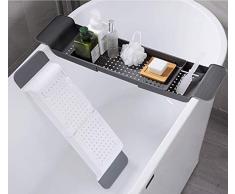 Kitchenmore Badewannenablage,Abtropfgestell Abtropfgitter Badewannenhalter Ausziehbare Kunststoffwanne Teleskopablauf Badewannenablauf Badezimmerregal Duschablage