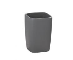 Wenko 20019100 Faro Grey Zahnputzbecher-/ Zahnbürstenhalter, für Zahnbürste und Zahnpasta, Keramik, 7,5 x 10,7 x 7,5 cm, Grau