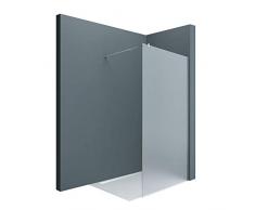 Sogood Luxus Duschwand Duschabtrennung Bremen1VS 100x200 Walk-In Dusche mit Stabilisator aus Echtglas 8mm ESG-Sicherheitsglas Milchglas inkl. Nanobeschichtung