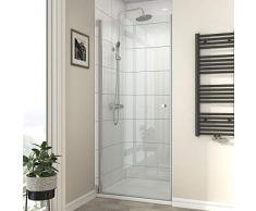 Safeni Nischentür Pendeltür 90x185cm Duschabtrennung Pendeltür Dusche mit Pendeltür Duschkabine Duschwand Schwingtür Rahmenlos mit 6mm Nano-Beschichtung ESG klares Sicherheitsglas, Ohne Duschwanne