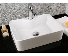 Keramikwaschbecken klein oval eckig weiß Aufsatz Waschbecken Keramik 48cmL 37cmB