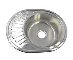 1x Spülbecken Edelstahl 304 Einbauspüle 1 Becken oval Küchenspüle Einbaubecken mit Ablage und Ablaufgarnitur Spüle 57cmL 45cmB