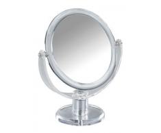 WENKO 3656340100 Kosmetik-Standspiegel Noci - klappbar, Spiegelfläche ø 12.5cm, 300% Vergrößerung, Kunststoff - Acryl, 17.5 x 20 x 9 cm, Transparent