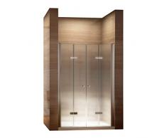 i-flair Satinierte Falttüren 68-160 cm, Duschtür mit 6mm nanobeschichtetem Sicherheitsglas (125cm - Verstellbar: 124-128 cm)