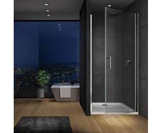 IMPTS Nischentür 100 x 195 cm Duschkabine Schwingtür Dusche Nische Glastür nanobeschichtet Duschwand Tür Duschtüre Duschabtrennung,Ohne Duschwanne