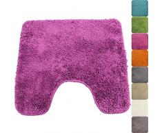 PROHEIM WC-Vorleger Lasalle mit Ausschnitt 45 x 50 cm Purple - Rutschfester Badteppich - Weicher und Kuscheliger Hochflor Badvorleger - 1200g/m² ÖkoTex100 Maschinenwaschbar