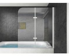 Badewanne Austin 5mm mit Nanobeschichtung 120 x 140 cm Duschwand Duschabtrennung Badewannenaufsatz