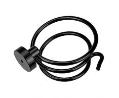 BakeLIN Hair Blow Trockner Halter Wandhalterung Haartrockner Einhängegestell Veranstalter Badezimmer Storage Rack Aluminium Fönhalter (Schwarz)