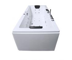 Whirlpool Badewanne Rechteck - Rügen Premium 2 Personen Whirlwanne Indoor NEU (190x90x62 cm)