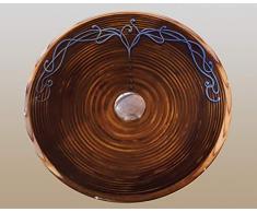 Holzwaschbecken VELA LOW Handbemalt incl. Ablaufgarnitur mit graviertem Stopfen, Waschbecken