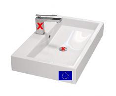 MYLAVABO Design Waschbecken 70cm zur Wandmontage oder als Aufsatzwaschbecken | Farbe: Weiss | 70x42cm | Material: hochwertiges Mineralguss | Made in EU | hochwertig verarbeitet