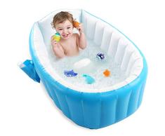 Aufblasbare Baby Badewanne, Kinder Schwimmbad mit Luft Bäder Planschbecken für Kleinkinder (0-3 Jahre), Blau Faltbar Schwimmbecken, Geschenk