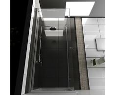 Duschkabine 80x80x200 cm mit Glasveredelung Eck Dusche mit Seiteneinstieg, Rahmenlose Duschabtrennung mit Drehtür Dusche von Alpenberger