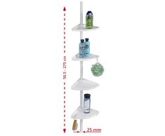 WENKO 3201010100 Teleskop Duschecke Compact Weiß - mit 4 Ablagen, Aluminium, 26 x 78-275 x 19.5 cm, Weiß