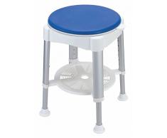 Duschhocker Duschstuhl Hocker mit gepolstertem Drehsitz weiß/blau