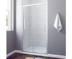 AQUABATOS® 120 x 185 cm Nischenschiebetür Duschabtrennung Duschtür Nischentür Schiebetür Duschwand Glas Dusche ESG