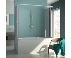 3-seitige Badewannenaufsatz Duschkabine in PVC 70x160x70 CM H150 mod. Muse