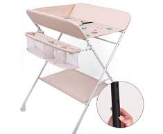 H.yina Rosa Wickeltisch für Mädchen, Kinderzimmer-Babybadestation mit Aufbewahrung, tragbarer, zusammenklappbarer Organizer für Kleinkind-Kommoden mit Rädern