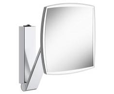 KEUCO Wand-Kosmetikspiegel mit Schwenkarm, LED-Beleuchtung, 5-facher Vergrößerung, Wippschalter, 20x20cm, eckig, chrom, Kippschalter, iLook_move