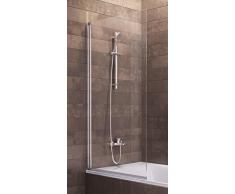 Badewannenaufsatz Duschabtrennung Badewanne Berlin 130x70 cm von Schulte, Sicherheitsglas klar, Profile alu natur, 4056397001232