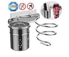 EINFAGOOD Fönhalter Edelstahl, Haartrockner Halter ohne Bohren, Selbstklebende Halterung, Edelstahl Glänzend Poliert (Föhnhalter)