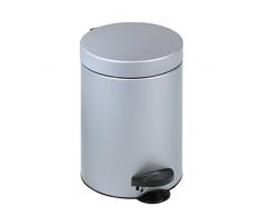 axentia Kosmetikeimer, Treteimer mit Tragegriff, Badaccessoires und WC-Zubehör mit 5 Liter Fassungsvermögen, Abfalleimer für Küche und Haushalt, Mülleimer mit einem Durchmesser von ca. 21 cm, Höhe ca. 24 cm, silber
