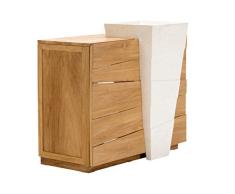 massivum Waschtisch Del Mare 100x90x45 cm aus Teak-Holz massiv natur lackiert mit Terrazzo-Waschbecken und 2 Türen