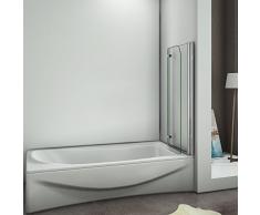 90x140cm Duschabtrennung Badewannenaufsatz Badewannenfaltwand Duschwand Badewanne 6mm Sicherheitsglas mit Nanobeschichtung