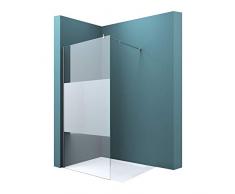 Mai & Mai 120x200cm 8mm Teilsatiniert Walk-In Duschwand Duschabtrennung Stabilisator 80-120cm ESG-Sicherheitsglas mit Nanobeschichtung BRAM1 Bremen1MS