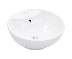 Festnight- Waschbecken mit Überlauf Waschtisch Waschschale Aufsatzwaschbecken Aufsatzwaschtisch 46,5 x 18 cm Keramik Weiß