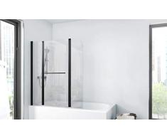 Duschwand CITY 125 x140 cm - 3-teilig faltbar - beidseitig montierbar - 4mm starkes Einscheibensicherheitsglas - matt schwarzes Design