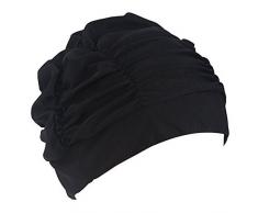 Butterme Badekappe Bademütze Schwimmkappe Duschkappe Große Atmungsaktiv Nylon Falten Badekappen Hut für Langes Haar Frauen Männer