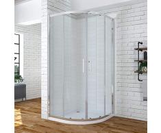 AQUABATOS® 80x80 x 185 cm Duschkabine Viertelkreis mit Einfaches Rollen Befestigungssystem Schiebetüren Runddusche Duschwand Glas Rund Dusche Schiebetür halbrund aus 6mm ESG Sicherheitsglas