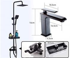 MOODSC Schwarz Duschset Rechteckdusche Kupferrundrohrdusche Nordic Bad WC Duschkopf mit Wasserhahn