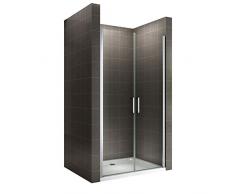 i-flair Duschtür 89x185 cm Verstellbereich von 89-92 cm, Höhe: 185 cm, Duschabtrennung aus 6 mm durchsichtigem ESG Sicherheitsglas mit Nanobeschichtung und Edelstahlgriffe - Alle Größen NC