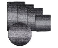 Badematte Ombre Schwarz | Hochflor Badteppiche Zum Set Kombinierbar | Verschiedene Größen von der Duschmatte bis zur Wannenvorlage (80x150cm)
