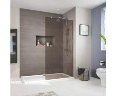 EMKE Walk in Duschwand Duschtrennwand 8mm ESG Nano Rauchglas Glas Walk-In Dusche Duschkabine Duschabtrennung 70x200cm