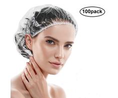 100Pcs Einweg Duschhaube, Einmal Verdicken Duschkappe Haarschutz, Elastische Klar Wasserdicht Haar Duschhaube Badekappe Kopfschutz aus Kunststoff, Haarkappen Haarhaube Shower Caps für Salon/Spa/Hotel