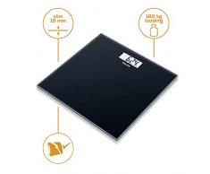 Beurer GS 10 Black digitale Waage, mit LCD Anzeige, Überlastungsanzeige, Abschaltautomatik, flaches und schickes schwarzes Design aus Glas