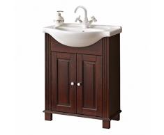 naka24 Badmöbel Retro 65 mit Waschbecken MASSIVHOLZ BRAUN Verschiedene Kombinationen (Waschbecken Waschbeckenunterschrank)