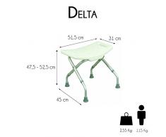 Mobiclinic, Delta Duschstuhl, faltbarer Duschhocker, höhenverstellbar, ergonomischer Sitz, rutschfest