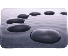 Badteppich, viele schöne Badteppiche zur Auswahl, hochwertige Qualität, sehr weich, schnelltrocknend, waschbar (70 x 120 cm, Black Stones)