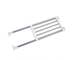 BAOYOUNI Teleskop-Garderobensystem Regal Ohne Bohren Robuster Spannschrank Organizer Regaltrenner Ausziehbar für Kleiderschrank, Edelstahl, Elfenbeinfarben, Länge 50-80 cm