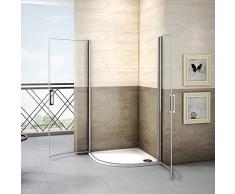 90x90x195cm Runddusche Duschkabine Duschabtrennung Viertelkreis Drehtür Dusche 6mm Nano Glas ohne Duschtasse