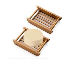 Kaxich 2 Stück Holz Seifenschale Natürliche Bambus Seifenhalter Seifenkiste Seifenhalterung für Badezimmer Dusche Küche Waschbecken
