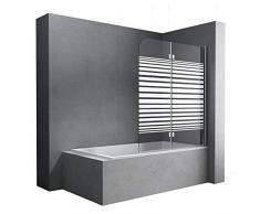 Faltwand Badewanne 120x140 cm Badewannenaufsatz Duschwand 180° ESG Teilsatiniert NANO C1408SR Mai&Mai