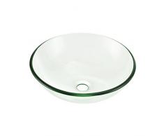 [neu.haus] Waschbecken aus gehärtetem Glas rund (Ø42cm) Aufsatzbecken Schale